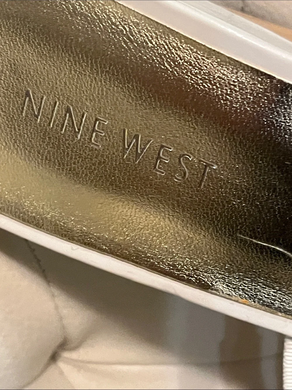 New Nine West White Multi-Strap Platform Wedge Slides